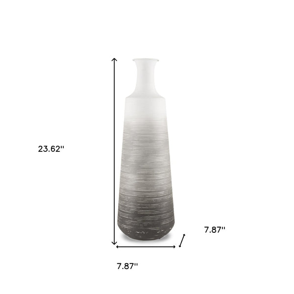 HomeRoots 24" Gray and White Ombre Metal Table Vase - Elegant Centerpiece for Home Décor, Gift-Ready Design 608334