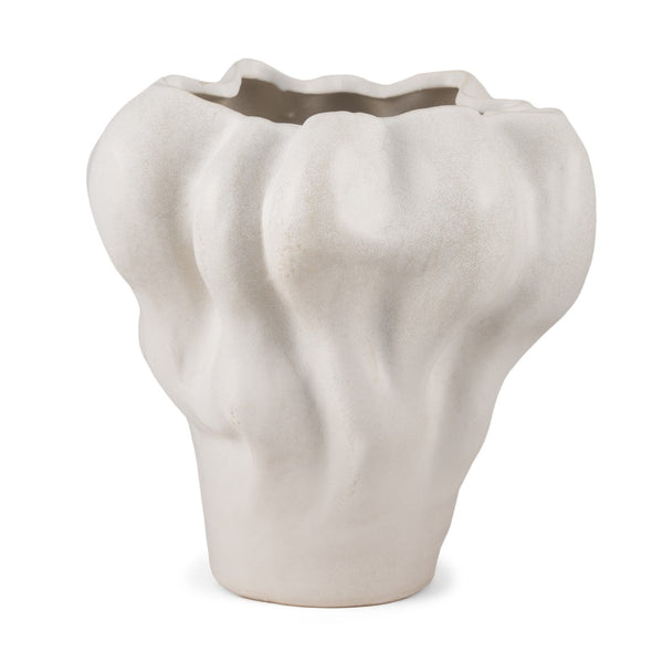 HomeRoots 12" Cream Abstract Ceramic Table Vase - Modern Sculptural Home Accent for Floral Displays & Décor 608337