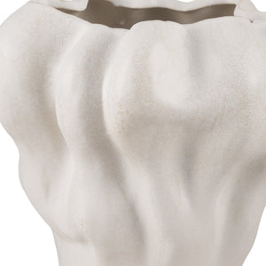HomeRoots 12" Cream Abstract Ceramic Table Vase - Modern Sculptural Home Accent for Floral Displays & Décor 608337