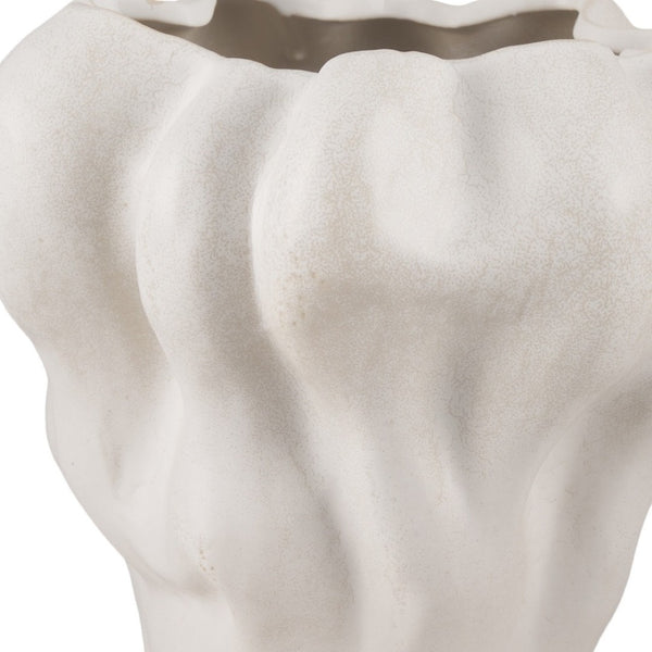 HomeRoots 12" Cream Abstract Ceramic Table Vase - Modern Sculptural Home Accent for Floral Displays & Décor 608337