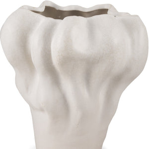 HomeRoots 12" Cream Abstract Ceramic Table Vase - Modern Sculptural Home Accent for Floral Displays & Décor 608337