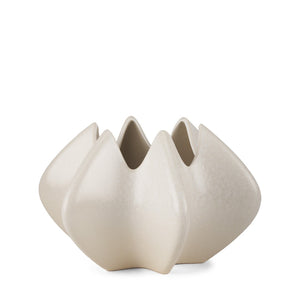 HomeRoots 9" Cream Sculptural Ceramic Table Vase – Modern Art Piece for Floral Arrangements & Home Décor Accent 608338