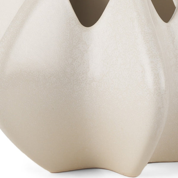 HomeRoots 9" Cream Sculptural Ceramic Table Vase – Modern Art Piece for Floral Arrangements & Home Décor Accent 608338