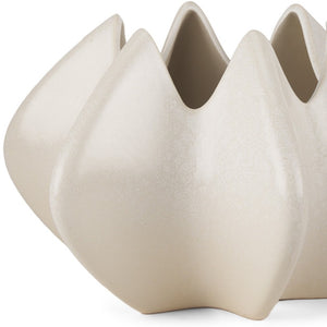 HomeRoots 9" Cream Sculptural Ceramic Table Vase – Modern Art Piece for Floral Arrangements & Home Décor Accent 608338