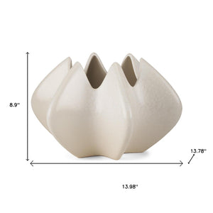 HomeRoots 9" Cream Sculptural Ceramic Table Vase – Modern Art Piece for Floral Arrangements & Home Décor Accent 608338