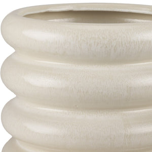 HomeRoots 12" Cream Cylinder Ceramic Table Vase - Modern Minimalist Design for Floral Arrangements & Decor Accents 608340
