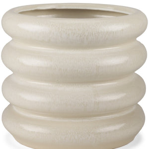 HomeRoots 12" Cream Cylinder Ceramic Table Vase - Modern Minimalist Design for Floral Arrangements & Decor Accents 608340