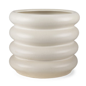 HomeRoots 14" Cream Cylinder Ceramic Table Vase - Modern Elegance for Fresh Flowers & Dried Arrangements 608341