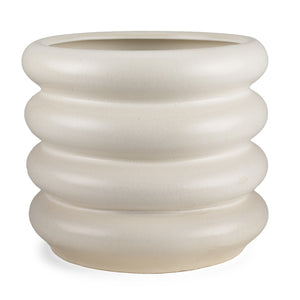 HomeRoots 14" Cream Cylinder Ceramic Table Vase - Modern Elegance for Fresh Flowers & Dried Arrangements 608341