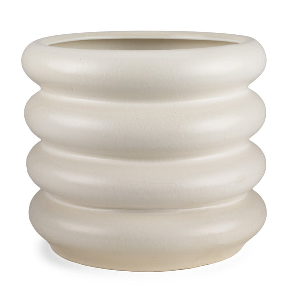 HomeRoots 14" Cream Cylinder Ceramic Table Vase - Modern Elegance for Fresh Flowers & Dried Arrangements 608341