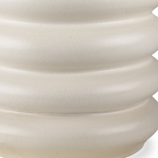 HomeRoots 14" Cream Cylinder Ceramic Table Vase - Modern Elegance for Fresh Flowers & Dried Arrangements 608341