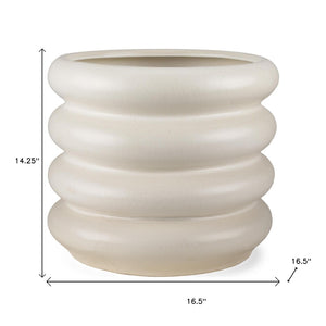 HomeRoots 14" Cream Cylinder Ceramic Table Vase - Modern Elegance for Fresh Flowers & Dried Arrangements 608341
