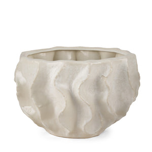 HomeRoots 9" Cream Sculptural Ceramic Table Vase - Modern Artistry for Home Décor, Perfect for Any Style 608342