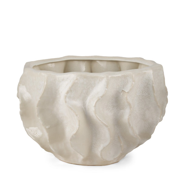 HomeRoots 9" Cream Sculptural Ceramic Table Vase - Modern Artistry for Home Décor, Perfect for Any Style 608342