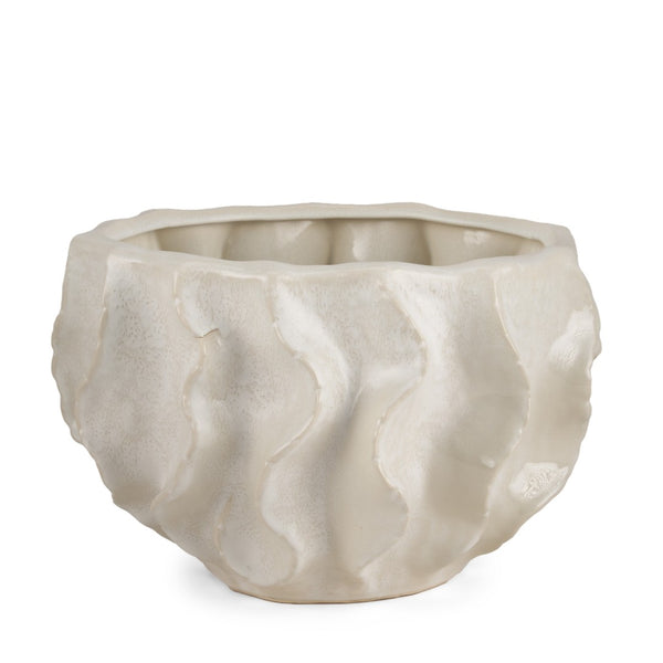 HomeRoots 9" Cream Sculptural Ceramic Table Vase - Modern Artistry for Home Décor, Perfect for Any Style 608342