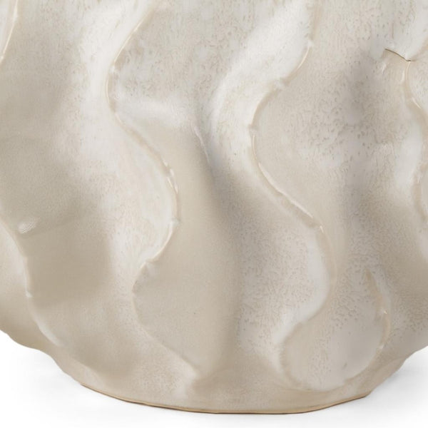 HomeRoots 9" Cream Sculptural Ceramic Table Vase - Modern Artistry for Home Décor, Perfect for Any Style 608342