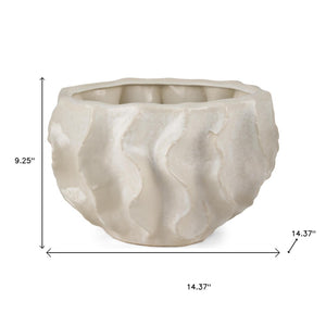 HomeRoots 9" Cream Sculptural Ceramic Table Vase - Modern Artistry for Home Décor, Perfect for Any Style 608342