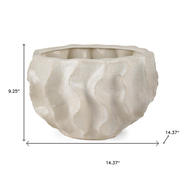 HomeRoots 9" Cream Sculptural Ceramic Table Vase - Modern Artistry for Home Décor, Perfect for Any Style 608342