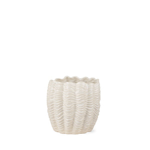 HomeRoots 11" Cream Ceramic Sculptural Waves Vase - Elegant Art Piece for Coastal, Boho, and Modern Decor 608345