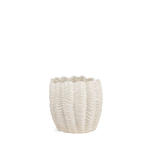 HomeRoots 11" Cream Ceramic Sculptural Waves Vase - Elegant Art Piece for Coastal, Boho, and Modern Decor 608345