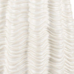 HomeRoots 24" Cream Cylinder Ceramic Vase - Sculptural Waves Design for Modern Home Decor & Centerpieces 608346