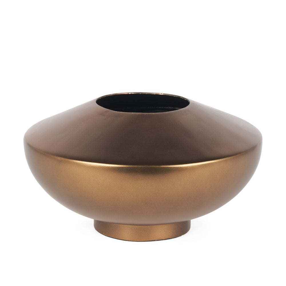 HomeRoots 6" Antiqued Bronze Metal Table Vase - Stylish Vintage Decor for Dried Flowers & Rustic Interiors 608348