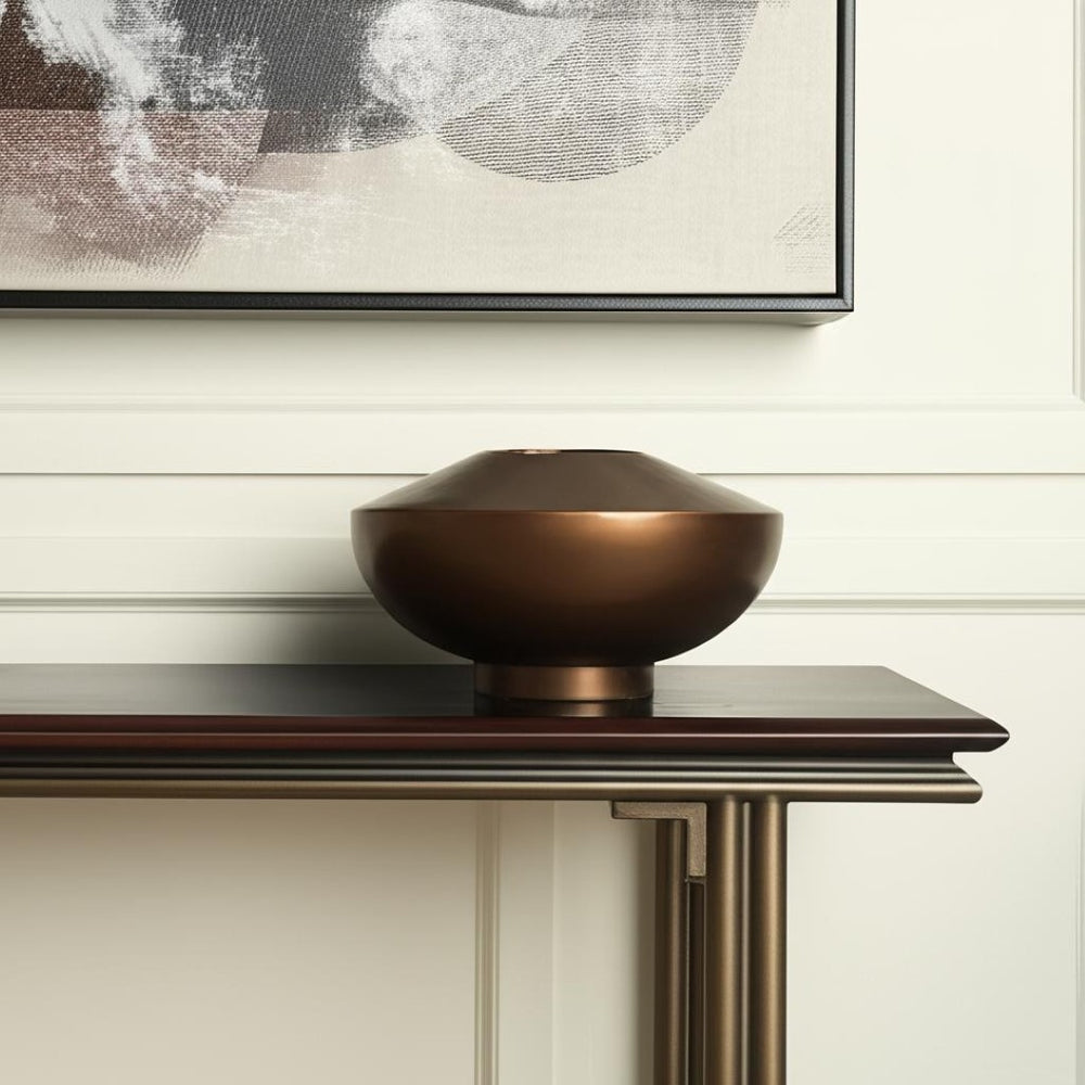 HomeRoots 6" Antiqued Bronze Metal Table Vase - Stylish Vintage Decor for Dried Flowers & Rustic Interiors 608348