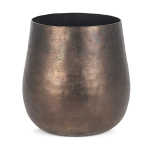 HomeRoots 9" Antiqued Brass Aluminum Table Vase - Handcrafted Rustic Decor for Chic Home Styling & Gifting 608350