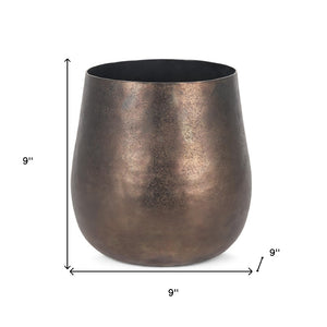 HomeRoots 9" Antiqued Brass Aluminum Table Vase - Handcrafted Rustic Decor for Chic Home Styling & Gifting 608350
