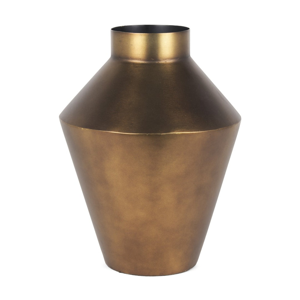 HomeRoots 13" Antiqued Bronze Metal Table Vase – Elegant Trumpet Design for Timeless Charm & Versatile Décor 608352