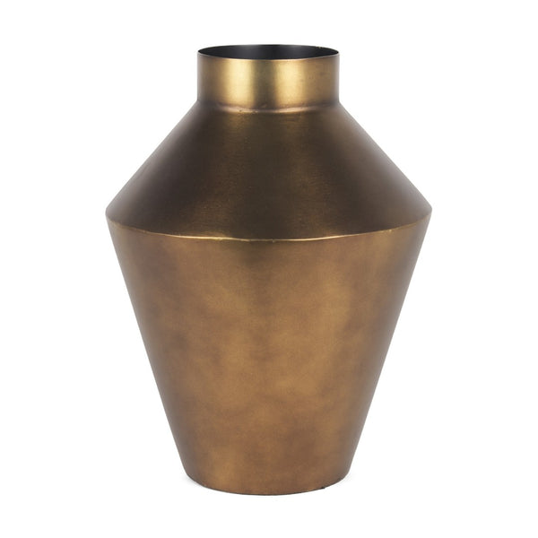 HomeRoots 13" Antiqued Bronze Metal Table Vase – Elegant Trumpet Design for Timeless Charm & Versatile Décor 608352