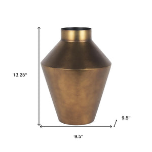 HomeRoots 13" Antiqued Bronze Metal Table Vase – Elegant Trumpet Design for Timeless Charm & Versatile Décor 608352