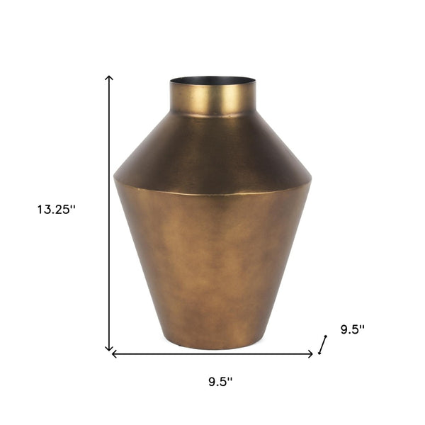 HomeRoots 13" Antiqued Bronze Metal Table Vase – Elegant Trumpet Design for Timeless Charm & Versatile Décor 608352