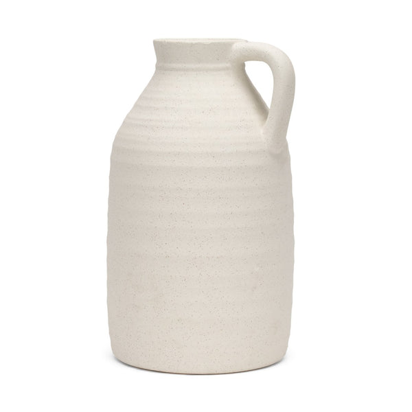 HomeRoots 15" Off White Ceramic Jug Vase - Timeless Urn Design for Rustic & Modern Decor, Perfect Centerpiece 608355