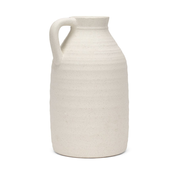 HomeRoots 15" Off White Ceramic Jug Vase - Timeless Urn Design for Rustic & Modern Decor, Perfect Centerpiece 608355