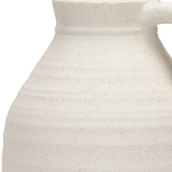 HomeRoots 15" Off White Ceramic Jug Vase - Timeless Urn Design for Rustic & Modern Decor, Perfect Centerpiece 608355