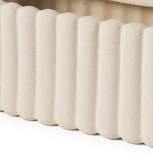 HomeRoots 6" Beige Oval Ceramic Vase with Ribbed Texture – Modern Decorative Accent for Stylish Interiors 608362