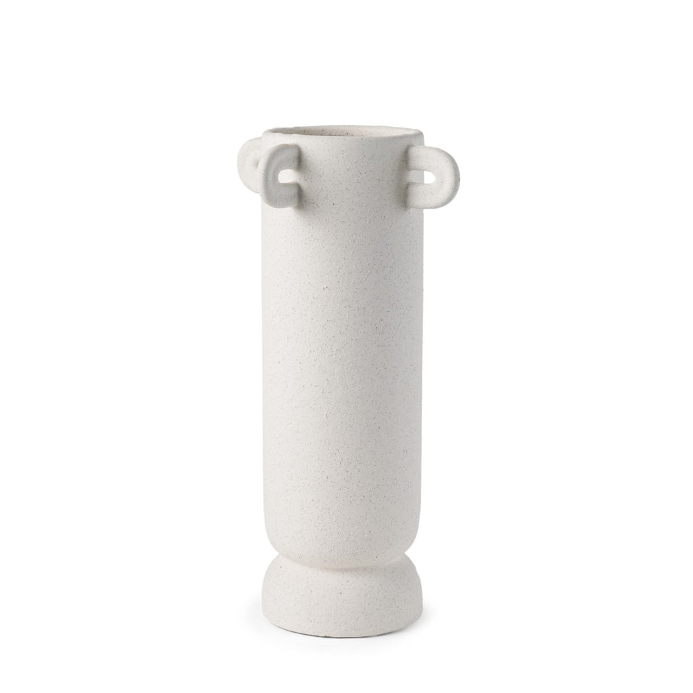 HomeRoots 16" Off White Ceramic Table Vase with Handles – Modern Minimalist Design for Home Decor & Gifting 608366