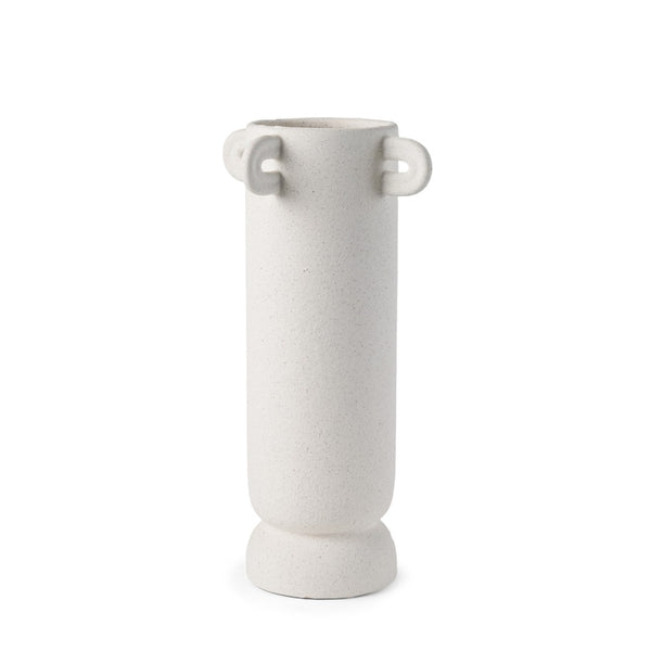 HomeRoots 16" Off White Ceramic Table Vase with Handles – Modern Minimalist Design for Home Decor & Gifting 608366