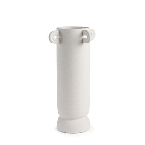HomeRoots 16" Off White Ceramic Table Vase with Handles – Modern Minimalist Design for Home Decor & Gifting 608366