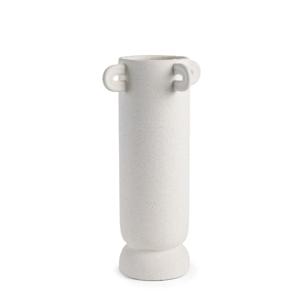 HomeRoots 16" Off White Ceramic Table Vase with Handles – Modern Minimalist Design for Home Decor & Gifting 608366