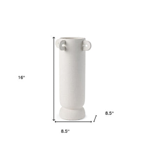 HomeRoots 16" Off White Ceramic Table Vase with Handles – Modern Minimalist Design for Home Decor & Gifting 608366