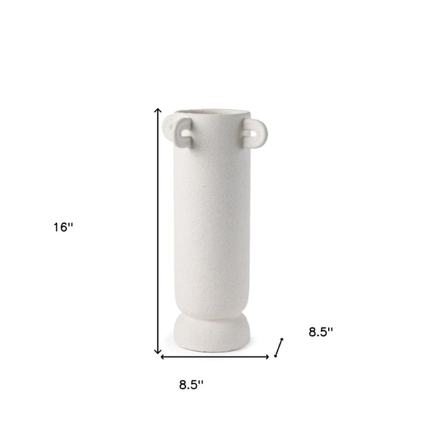 HomeRoots 16" Off White Ceramic Table Vase with Handles – Modern Minimalist Design for Home Decor & Gifting 608366