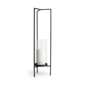 HomeRoots 30" Gray Abstract Metal Hurricane Candle Holder – Handcrafted Artistry for Modern Home Décor Elegance 608386