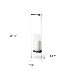 HomeRoots 30" Gray Abstract Metal Hurricane Candle Holder – Handcrafted Artistry for Modern Home Décor Elegance 608386
