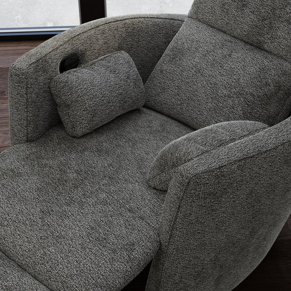 English Elm Global Swivel Recliner With Manual Footrest & Plush Pillows - Stylish Milan Graphite Comfort Seat B339P333960