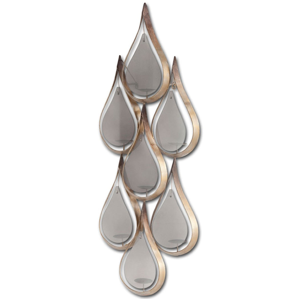 HomeRoots 52" Distressed Gold and Gray Geometric Wall Sconce - Elegant Candle Holder for Ambient Lighting 608433