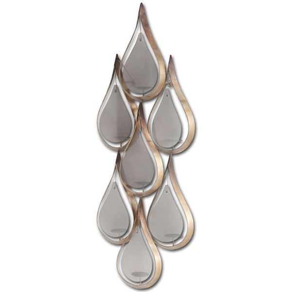 HomeRoots 52" Distressed Gold and Gray Geometric Wall Sconce - Elegant Candle Holder for Ambient Lighting 608433