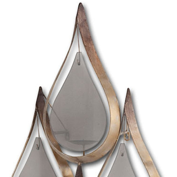 HomeRoots 52" Distressed Gold and Gray Geometric Wall Sconce - Elegant Candle Holder for Ambient Lighting 608433