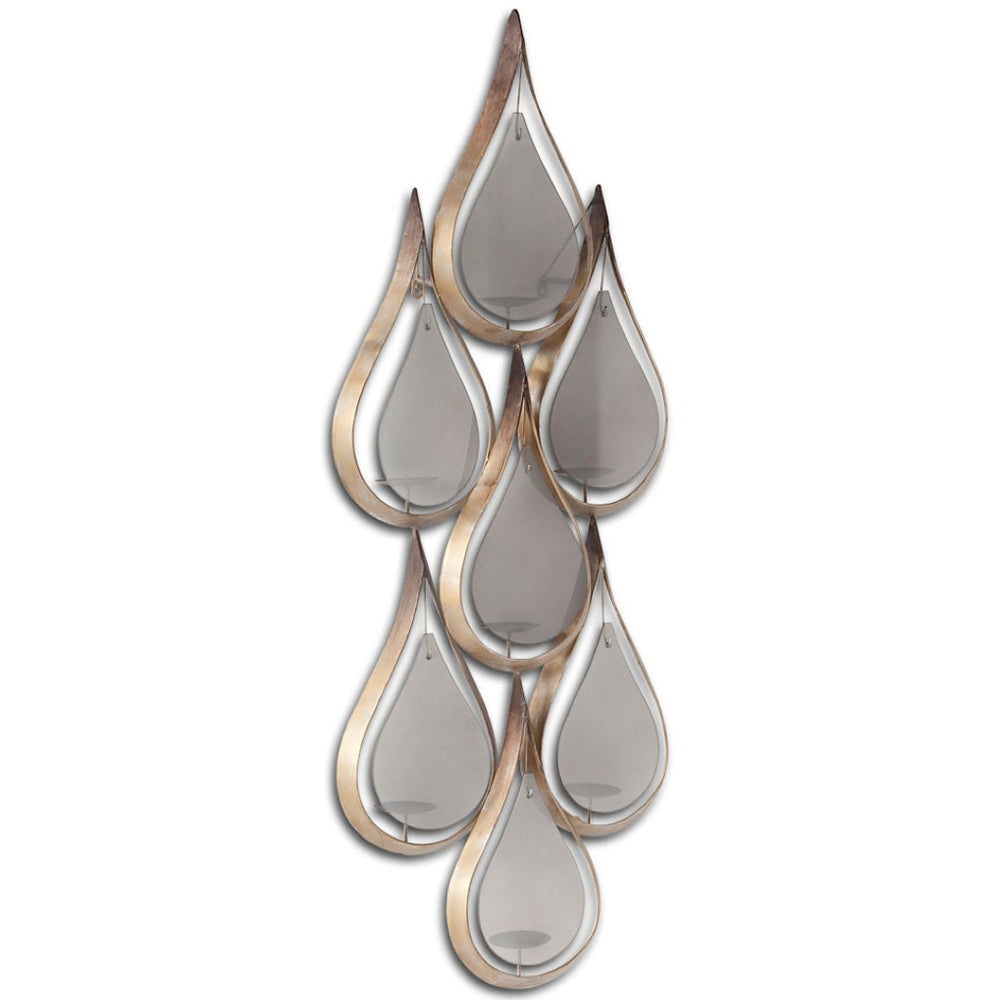 HomeRoots 52" Distressed Gold and Gray Geometric Wall Sconce - Elegant Candle Holder for Ambient Lighting 608433